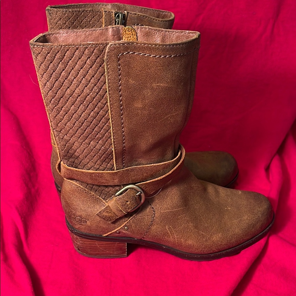 UGG Brown Leather Ankle Boots